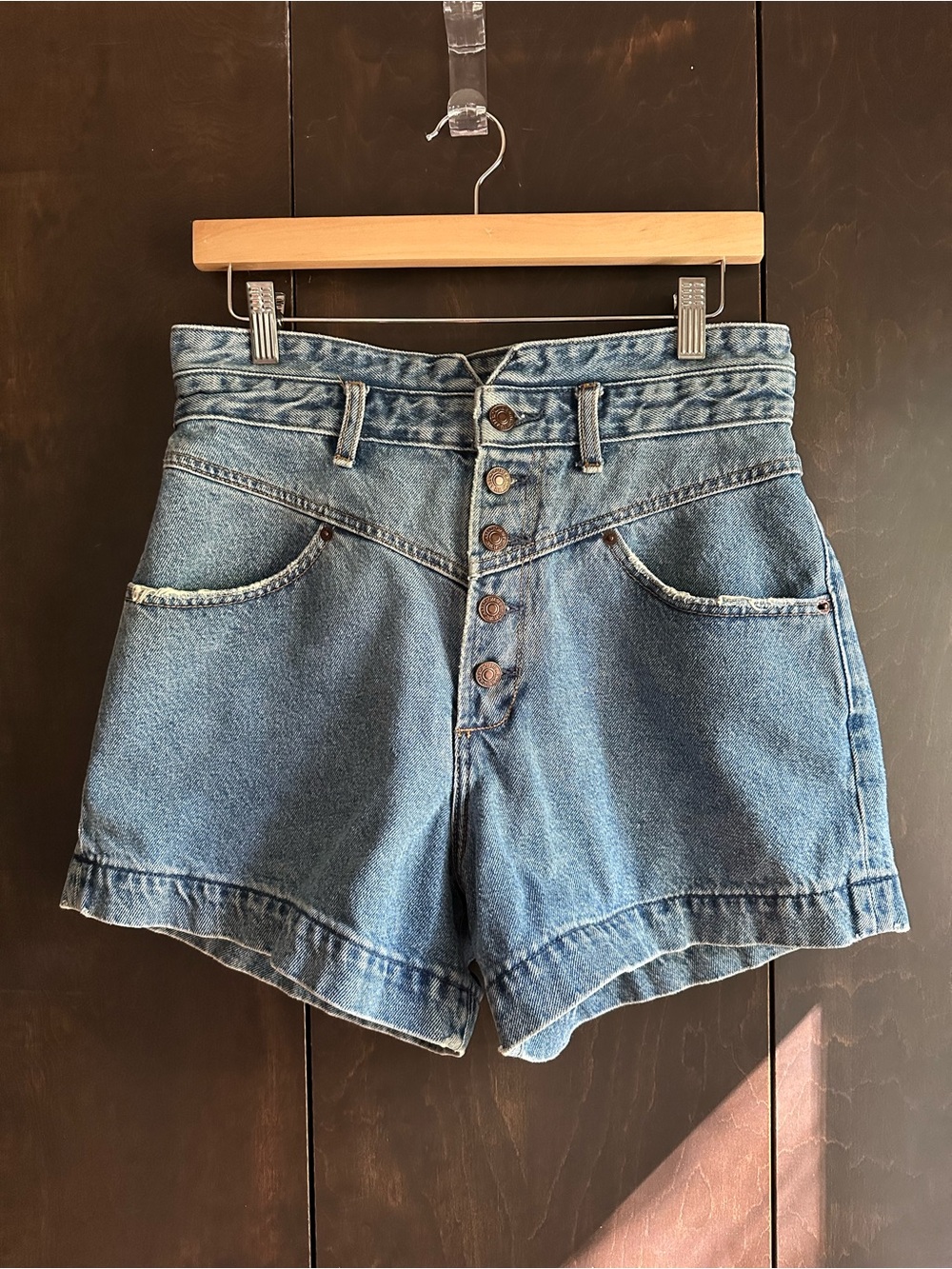 Abercrombie & Fitch Vintage Button-Front Blue Denim Shorts